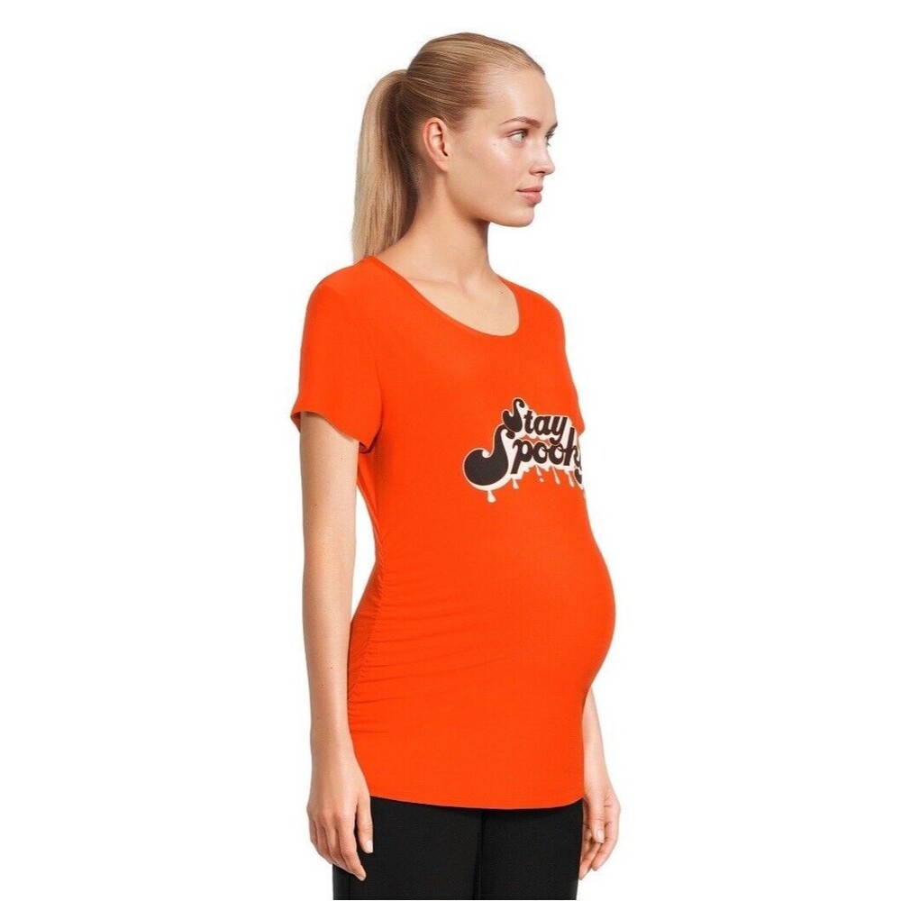Time and Tru Maternity XL “Stay Spooky” Halloween Graphic T-Shirt ruched side